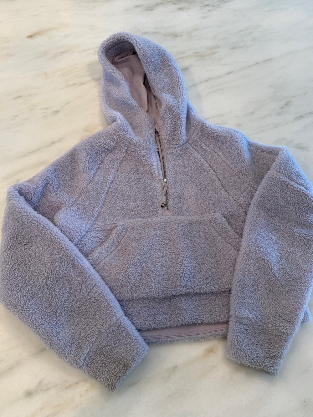 Lululemon scuba half zip fleece hoodie faint lavender purple read